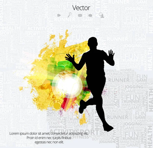 Silhouette Des Marathonläufers Vektorabbildung — Stockvektor
