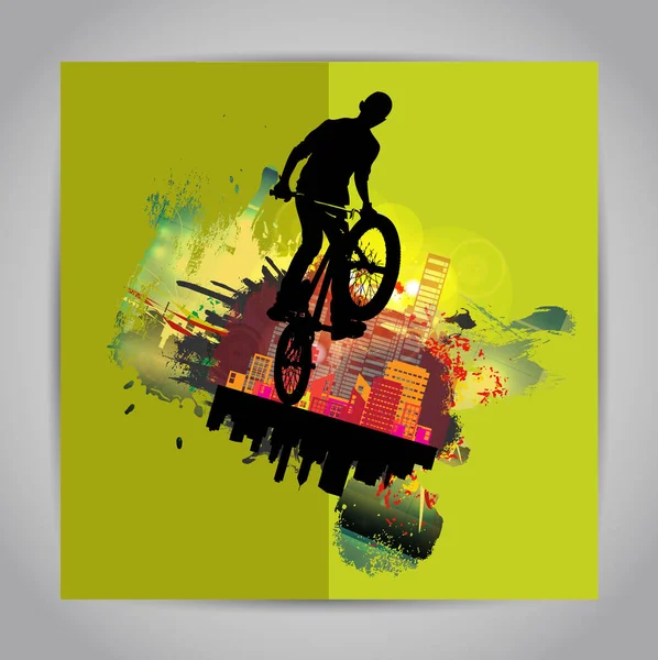 Silhouette Bicycle Jumper Vector Illustration — Stock Vector