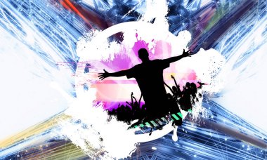 Büyük müzik etkinliği. Poster veya afiş için arkaplan hazır.