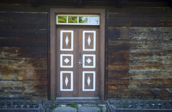 Casa Madeira Bieszczady Mountains Polonia Europa — Fotografia de Stock