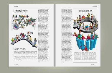 İş dergisi, ekonomi konusu ve vektörle ilgili broşür 