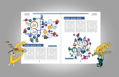 İş dergisi, ekonomi konusu ve vektörle ilgili broşür