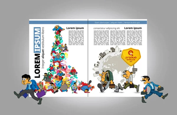 Business Magazine Brochure Lay Out Met Economy Subject Vector — Stockvector