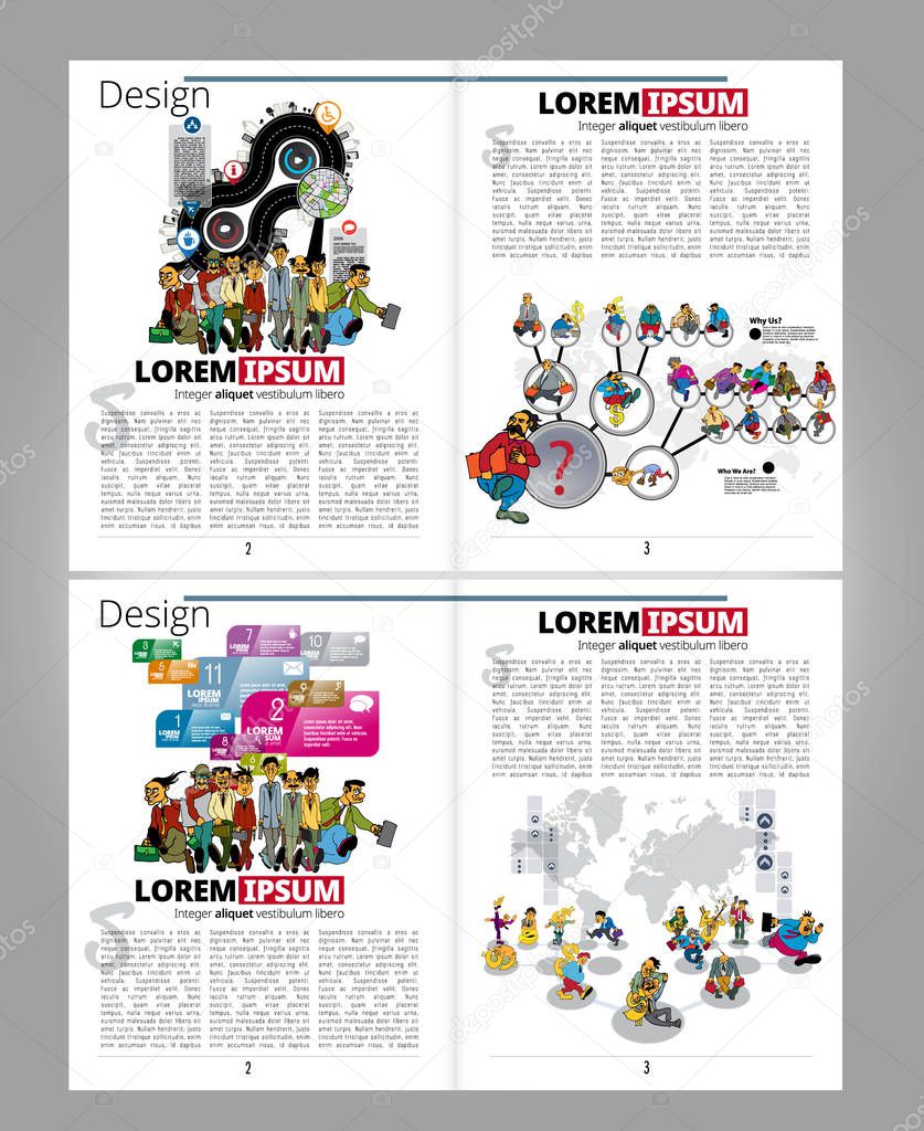 Business magazine, brochure layout with economy subject, vector 