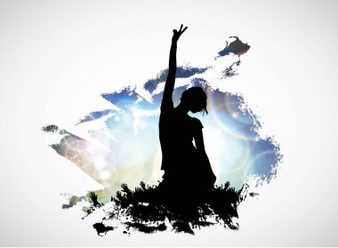 İnsanlar - vektör çizim dans ile parti arka plan