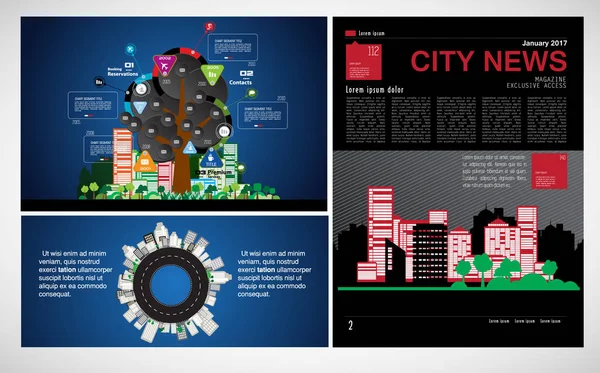 Illustrazione Vettoriale Con Paesaggio Urbano — Vettoriale Stock