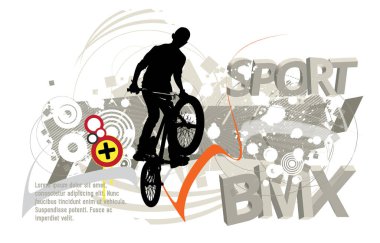 Bir bmx sürücüsünün silueti, vektör