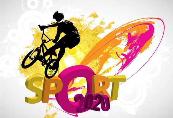 Hombre Activo Bmx Jinete Abstracto Deporte Paisaje Fondo Vector — Archivo Imágenes Vectoriales