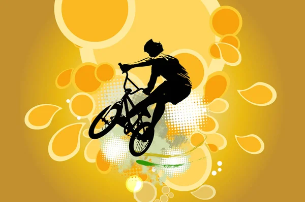 积极的人 抽象体育景观背景下的Bmx骑手 — 图库矢量图片