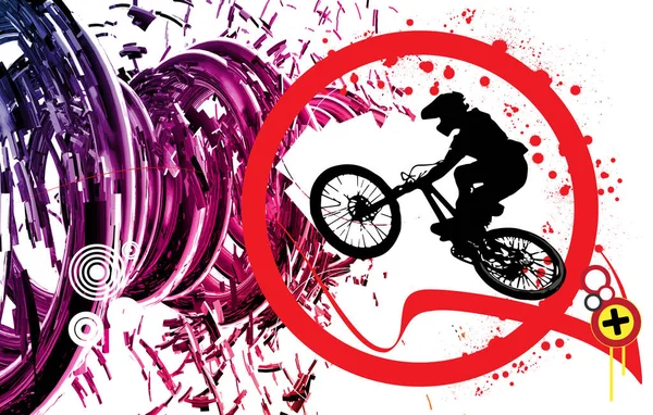 Silhouette Bmx Rider Vector — Stock Vector