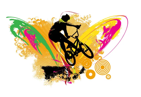 Active Man Bmx Rider Abstract Sport Landscape Background Vector — Stock Vector