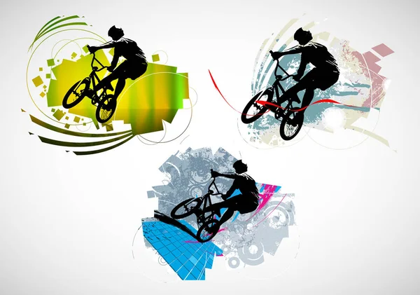 Active Man Bmx Rider Abstract Sport Landscape Background Vector — Stock Vector