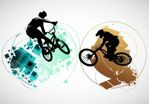 Active Man Bmx Rider Abstract Sport Landscape Background Vector — Stock Vector