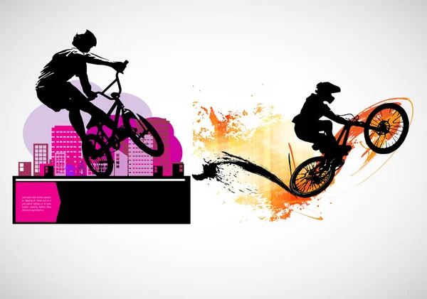 Homem Activo Bmx Piloto Abstrato Esporte Paisagem Fundo Vetor —  Vetores de Stock