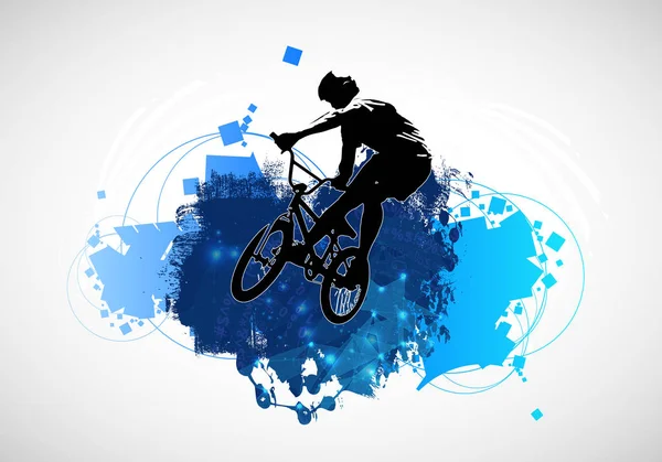 积极的人 抽象体育景观背景下的Bmx骑手 — 图库矢量图片