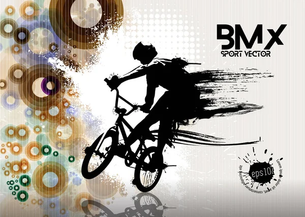 Active Man Bmx Rider Abstract Sport Landscape Background Vector — Stock Vector