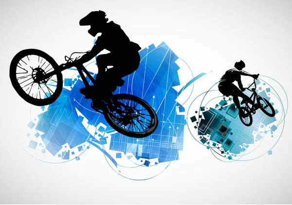 Active Man Bmx Rider Abstract Sport Landscape Background Vector — Stock Vector