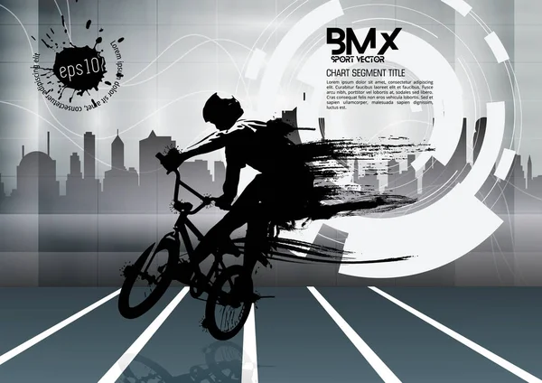 アクティブ 抽象的なスポーツ風景の背景でBmxライダー ベクトル — ストックベクタ