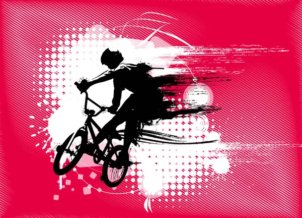 Active Man Bmx Rider Abstract Sport Landscape Background Vector — Stock Vector