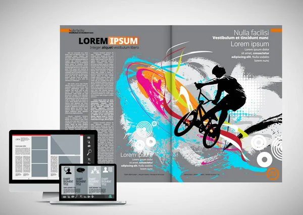 Revista Impresión Diseño Folleto Fácil Editar Vector — Vector de stock