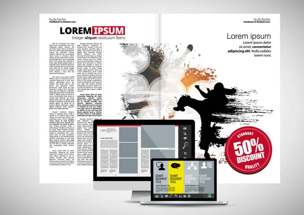 Rivista Aziendale Layout Brochure Facile Editare — Vettoriale Stock