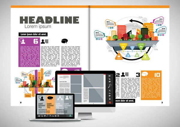 Business Magazine Brochure Layout Easy Editable — Stock Vector