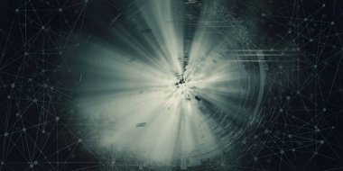 dijital teknoloji kavramı banner arka plan için hazır 3D render