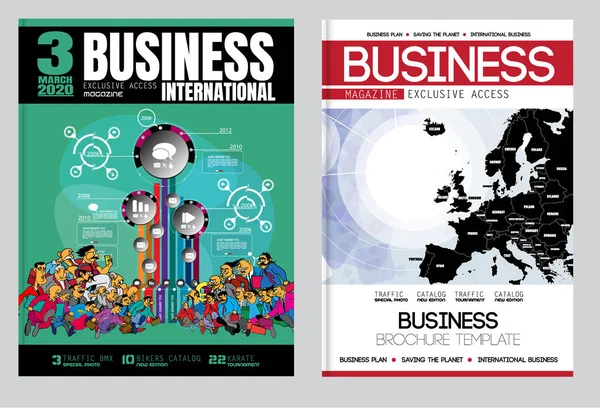 Business Magazine Brochure Lay Out Met Economy Subject Vector — Stockvector