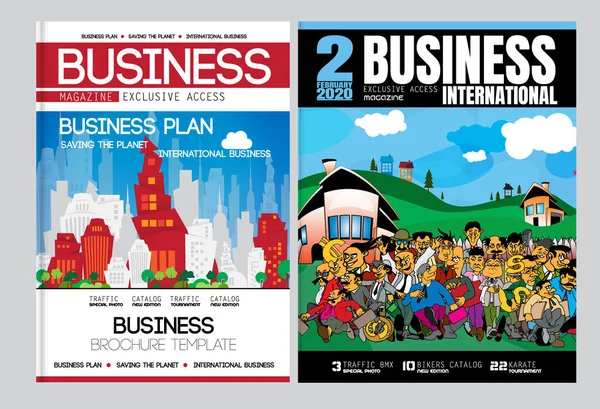 Business Magazine Brochure Lay Out Met Economy Subject Vector — Stockvector