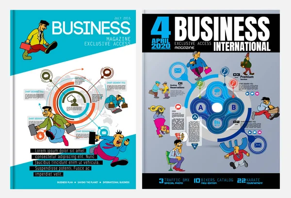 Business Magazine Brochure Lay Out Met Economy Subject Vector — Stockvector