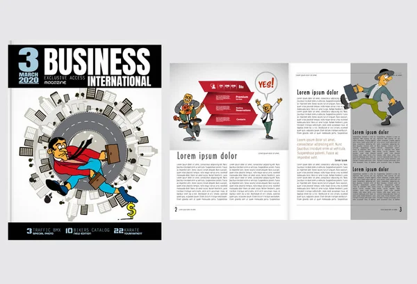 Business Magazine Brochure Lay Out Met Economy Subject Vector — Stockvector