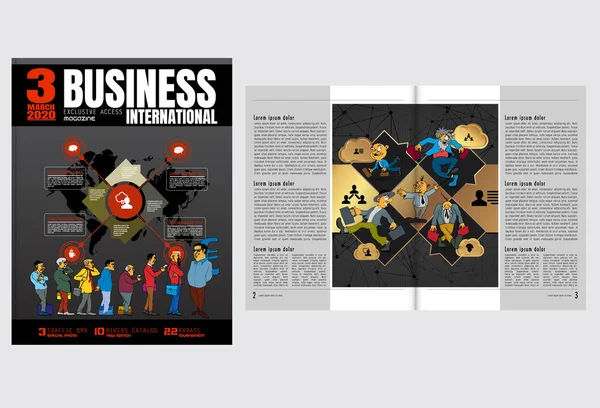 Business Magazine Brochure Layout Economy Subject Vector — Stock Vector