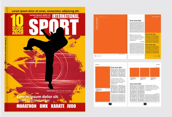 Drukmagazijn Met Sportonderwerp Achtergrond Gemakkelijk Aan Passen Vector — Stockvector