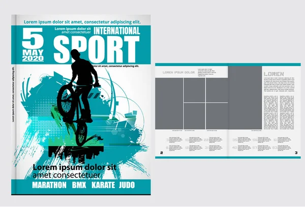 Revista Impresión Con Tema Deportivo Segundo Plano Vector Fácil Editar — Vector de stock