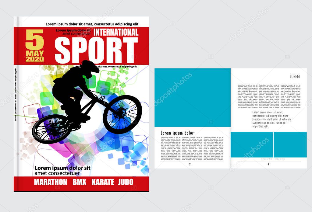 Printing magazine with sport subject in background, easy to editable vector