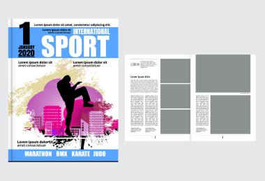 Arka planda spor konusu olan dergi yazdırılıyor, düzenlenmesi kolay vektör