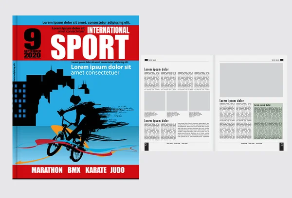 Revista Impresión Con Tema Deportivo Segundo Plano Vector Fácil Editar — Vector de stock