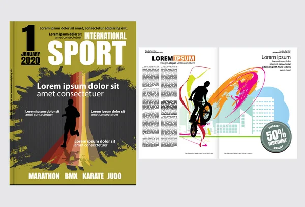 Rivista Stampa Con Soggetto Sportivo Background Facile Editare Vettoriale — Vettoriale Stock