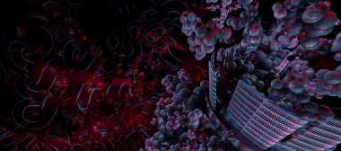 Soyut teknolojinin 3 boyutlu yorumlaması Dijital yüksek teknoloji arkaplanı