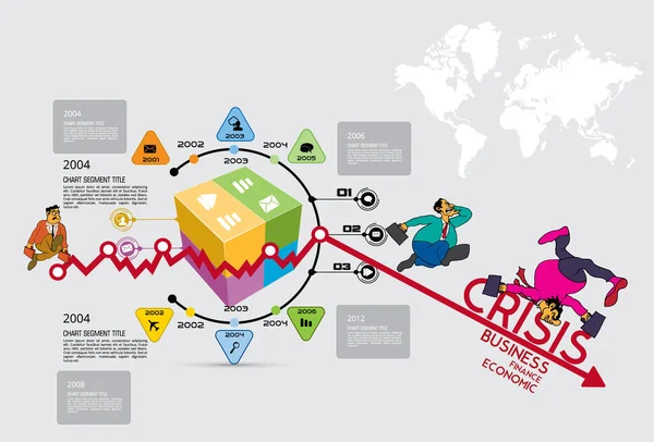 위기는 경제와 시장에 영향을 미칩니다 — 스톡 벡터