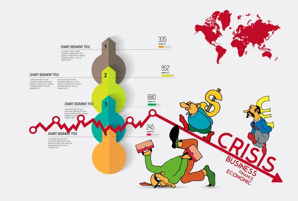 위기는 경제와 시장에 영향을 미칩니다 — 스톡 벡터