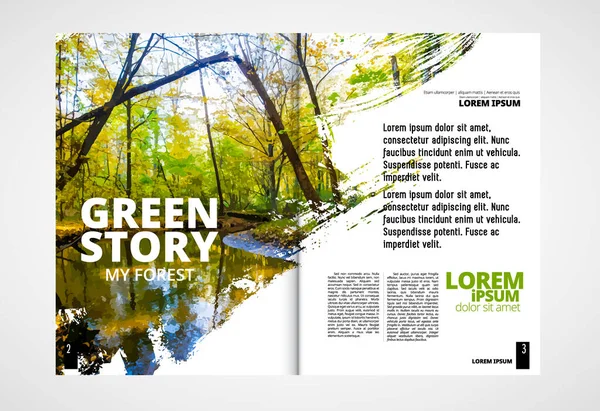 Printing Ecology Magazine Brochure Layout Easy Editable — Stock Vector