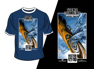 Tişört tasarımı, soyut teknoloji konsepti ve 3 boyutlu oluşturma arkaplanı