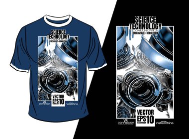 Tişört tasarımı, soyut teknoloji konsepti ve 3 boyutlu oluşturma arkaplanı