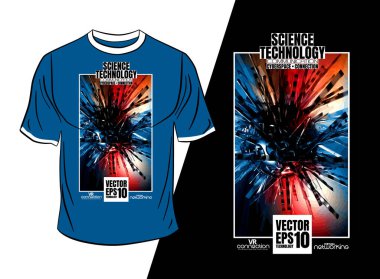 Tişört tasarımı, soyut teknoloji konsepti ve 3 boyutlu oluşturma arkaplanı