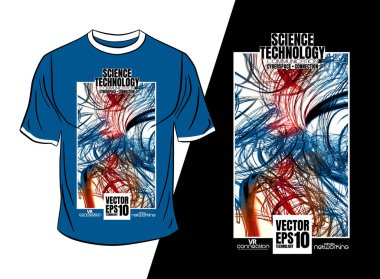 Tişört tasarımı, soyut teknoloji konsepti ve 3 boyutlu oluşturma arkaplanı