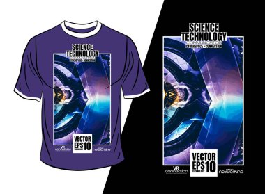 Tişört tasarımı, soyut teknoloji konsepti ve 3 boyutlu oluşturma arkaplanı