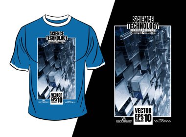 Tişört tasarımı, soyut teknoloji konsepti ve 3 boyutlu oluşturma arkaplanı