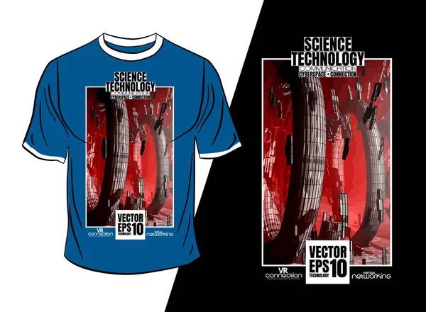 Tişört tasarımı, soyut teknoloji konsepti ve 3 boyutlu oluşturma arkaplanı