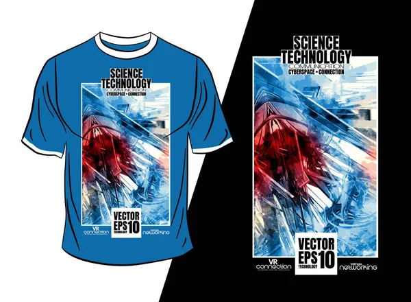 Tişört tasarımı, soyut teknoloji konsepti ve 3 boyutlu oluşturma arkaplanı